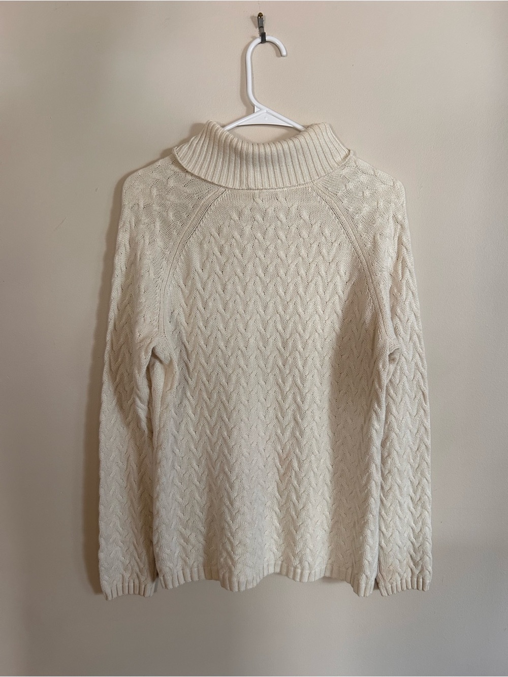 Coldwater Creek Cream Cable Turtleneck Sweater